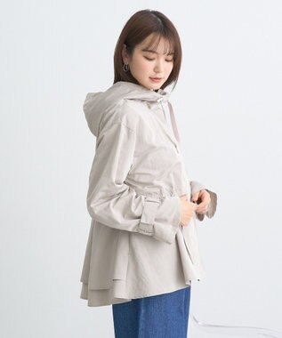 earth music&ecology ドロストペプラムマウンテンパーカー Gray Beige