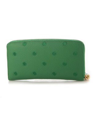 UNBILLION ペルケ perche / 牛革ドット刺繍ラウンド長財布 グリーン