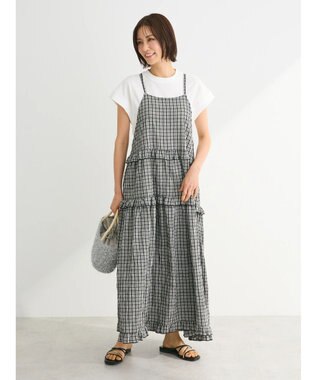 Green Parks ・Ｐｅｔｉｔ　Ｆｌｅｕｒ　チェックティアードキャミワンピ Off White