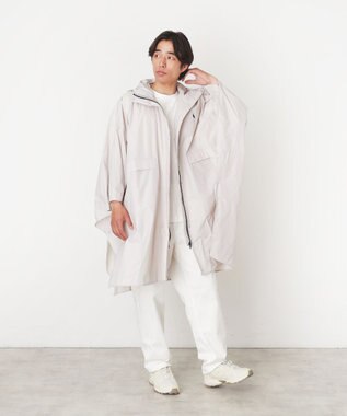 MOONBAT POLO RALPH LAUREN(ポロ ラルフローレン) ポロポニー ポケッタブル レインポンチョ レインコート 無地 フード 収納袋 ロゴ入 レディース ライトグレー