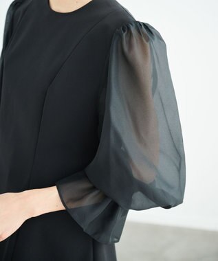 #Newans シアースリーブブラウス ブラック