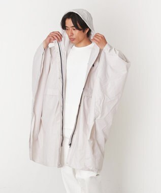 MOONBAT POLO RALPH LAUREN(ポロ ラルフローレン) ポロポニー ポケッタブル レインポンチョ レインコート 無地 フード 収納袋 ロゴ入 レディース ライトグレー