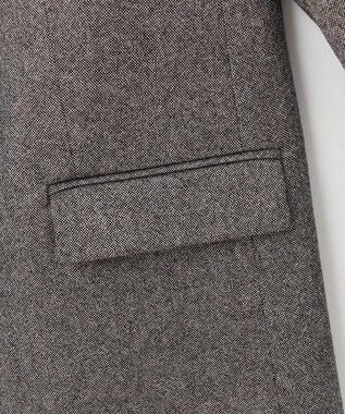 ICB L シックツイード テーラードジャケット ブラウンミックス系