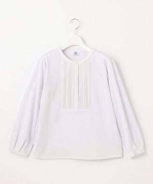 J.PRESS LADIES S 【吸水速乾】プレーティングジャージー ハシゴレース カットソー ライトグレー系