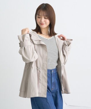 earth music&ecology ドロストペプラムマウンテンパーカー Gray Beige