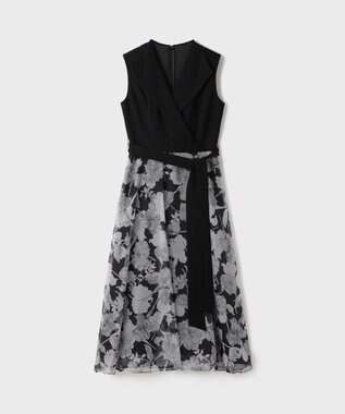 GRACE CONTINENTAL カシュクールフラワープリントワンピース ブラック