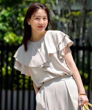 【接触冷感・吸水速乾・UVカット】サラキレイ フリル ブラウス