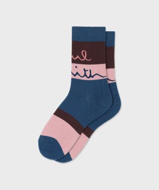 Paul Smith Logo Border ソックス ブルー