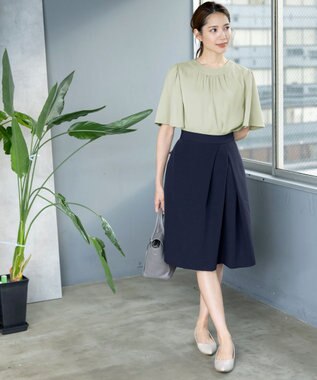 Tiaclasse 【洗える】5分丈フレアスリーブブラウス ミント