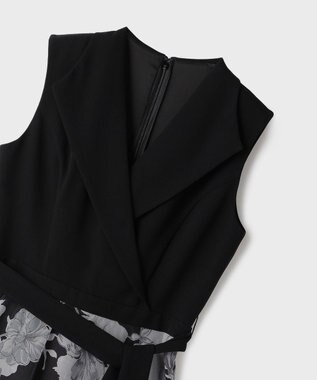 GRACE CONTINENTAL カシュクールフラワープリントワンピース ブラック