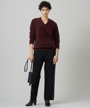 ICB 【洗える】シンセティックダブルフェイス  ニットトラックパンツ ブラック系