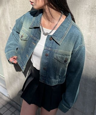 WEGO ヴィンテージウォッシュショートデニムジャケット