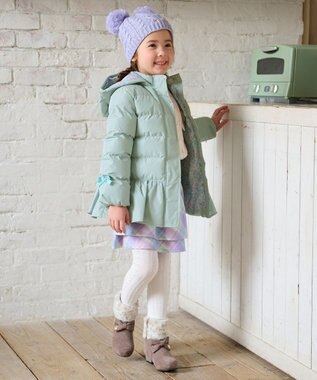 ANY KIDS 【洗濯機OK】中綿リボンコート ミント