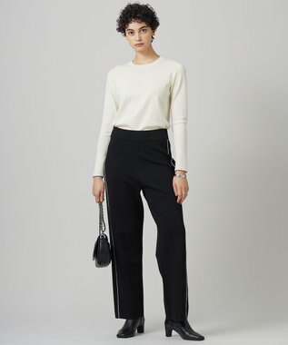 ICB 【洗える】シンセティックダブルフェイス  ニットトラックパンツ ブラック系