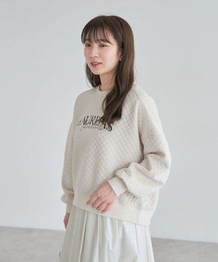 Green Parks ショート丈キルトロゴプルオーバー Off White