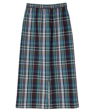 Green Parks 綿麻混イージータイトスカート Check Brown