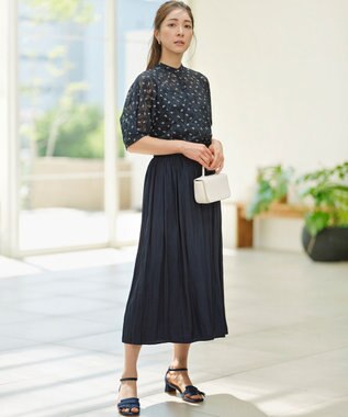 組曲 【WEB限定】フラワーボーダージャカードプリント ブラウス ネイビー系5