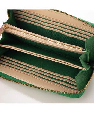 UNBILLION ペルケ perche / 牛革ドット刺繍ラウンド長財布 グリーン