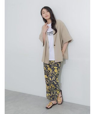 Te chichi 麻調ハーフスリーブジャケット ベージュ