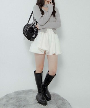 WEGO サテンリボンチャーム付きボストンバッグ ブラック