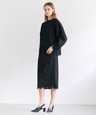 BEIGE， CITRINE / エンブロイダリーレースイージースカート Black