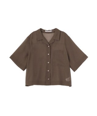 AMERICAN HOLIC シアーショート丈開襟シャツ Brown