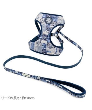PET PARADISE J.PRESS ペイズリー ハーネス＆リード Ｓ 小型犬 ネイビー