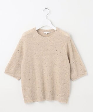 自由区 【アンサンブル対応・洗える】スパンコールプルオーバー ニット ベージュ