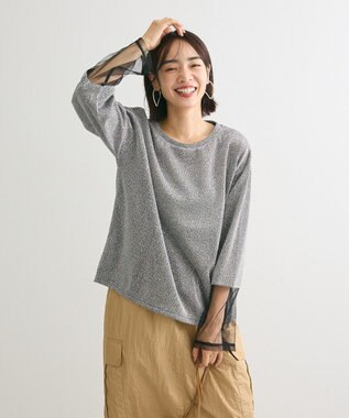 Green Parks 袖チュールドッキングラメプルオーバー Black