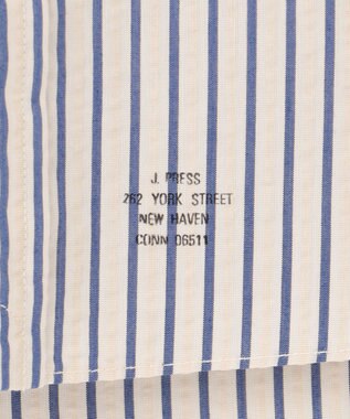 J.PRESS MEN 【KING SIZE】【クールマックス】サッカー マルチストライプ バンドカラーシャツ ベージュ系1