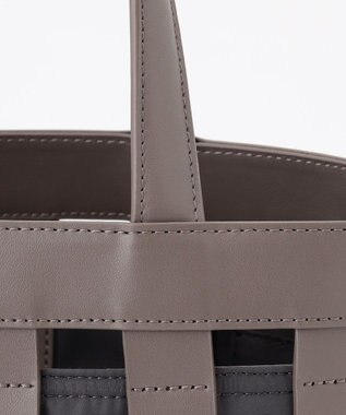 Y'SACCS 【リサイクルレザー】メッシュかごバッグ　small グレージュ×グレージュ