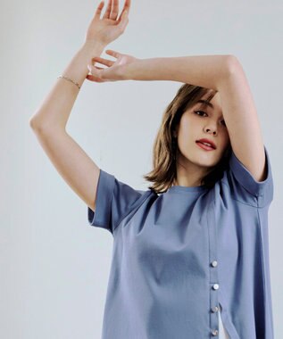 Tiaclasse 【UVケア・接触冷感】”あまラク” アシメプリーツカットソーワンピース ブルー