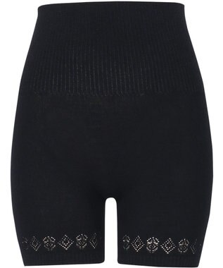 Wing 腹巻き付きオーバーパンツ 薄手 あたたかい 軽いはきごこち やさしい肌あたり ３分丈 毛パン 秋 冬 ER0813 ウイング／ワコール ブラック