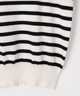 Feroux 【洗える】袖フレアボーダー ニット ホワイト系1