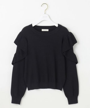 ANY SIS 【洗える】フリルスリーブ ニット ブラック