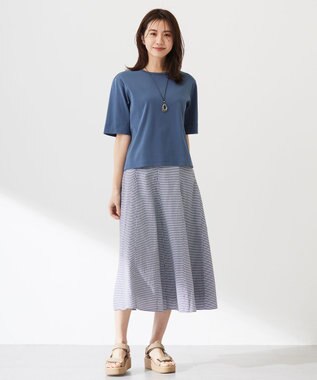 J.PRESS LADIES 【洗える】アセVis ギンガム スカート ネイビー系3