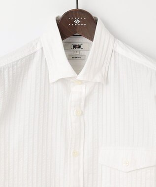 JOSEPH ABBOUD 【イージーケア】オーガニックコットンプリッセ シャツ ホワイト系