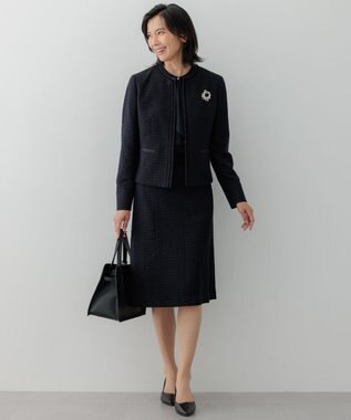 23区 L 【洗える】ジョーゼットフリル  カットソー ネイビー系