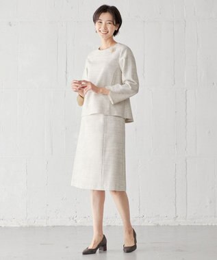 J.PRESS LADIES ライトツイードストレッチ スカート ベージュ系1