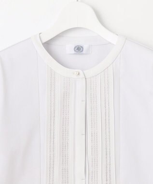 J.PRESS LADIES S 【吸水速乾】プレーティングジャージー ハシゴレース カットソー ライトグレー系