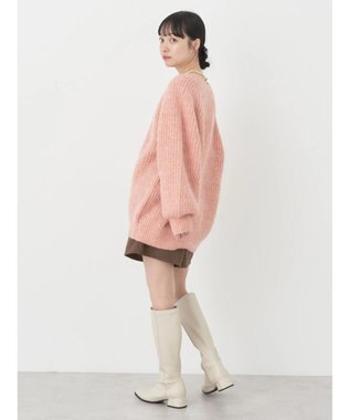 earth music&ecology フワフワＭＩＸヤーンカーディガン Orange