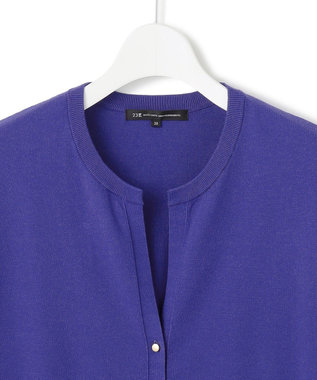 23区 S 【洗える/吊り干しOK】ヴィスコースストレッチ Vネック ニットカーディガン ブルー系