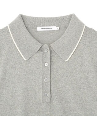 AMERICAN HOLIC 配色ラインニットポロ Light Gray