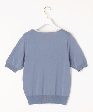 ANY SIS 【洗える】メタルポイント配色 ニット ライトブルー×ライトグレー