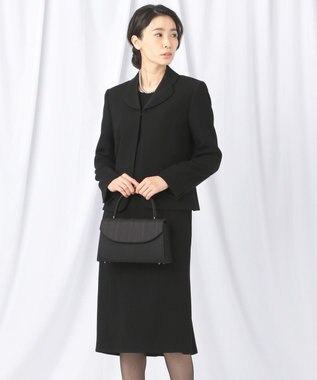 自由区 FORMAL 【高級トリアセテート素材】レベッカBSジョーゼット ジャケット+ワンピース ブラック系