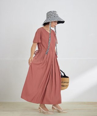 Tiaclasse L 【洗える】サイドリボンドロストワンピース テラコッタ