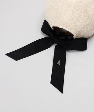 AURORA LANVIN en Bleu ランバン オン ブルー リボン付きボアキャップ ライトベージュ