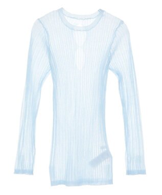 Green Parks シアーリブニット Sax