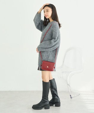 earth music&ecology ふわふわＭＩＸヤーンチュニック Charcoal Gray