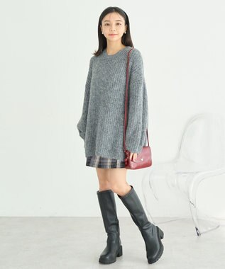 earth music&ecology ふわふわＭＩＸヤーンチュニック Charcoal Gray